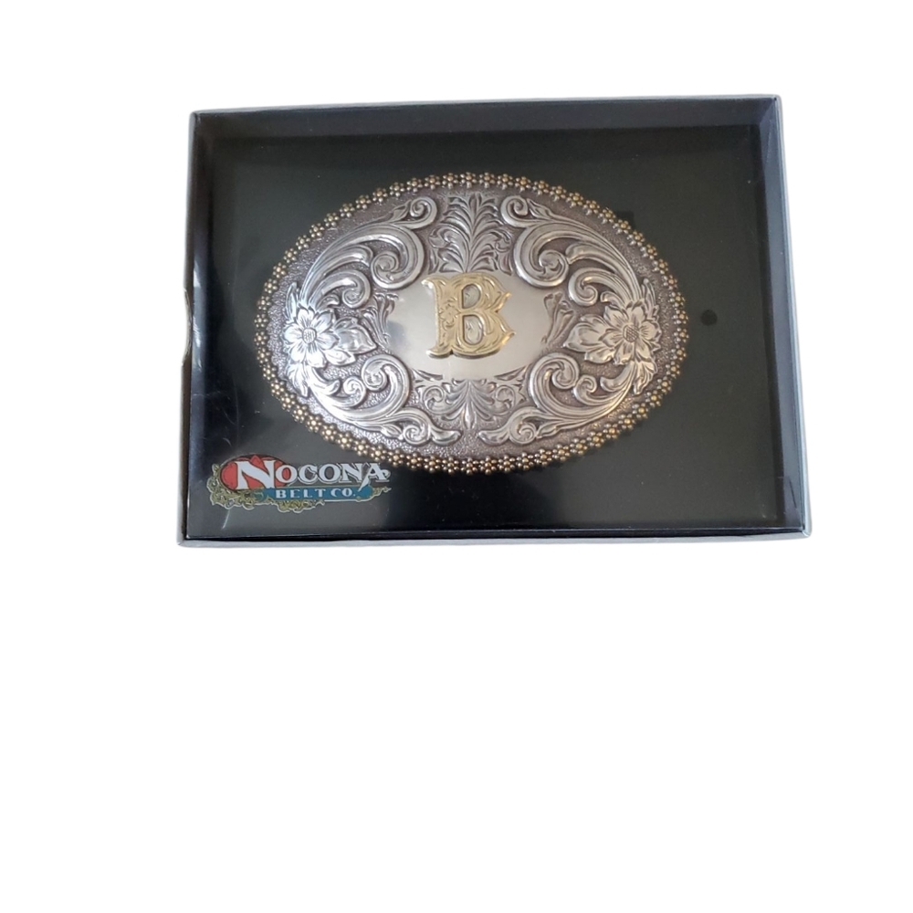 Nocona Ornate Silver and Gold Belt Buckle